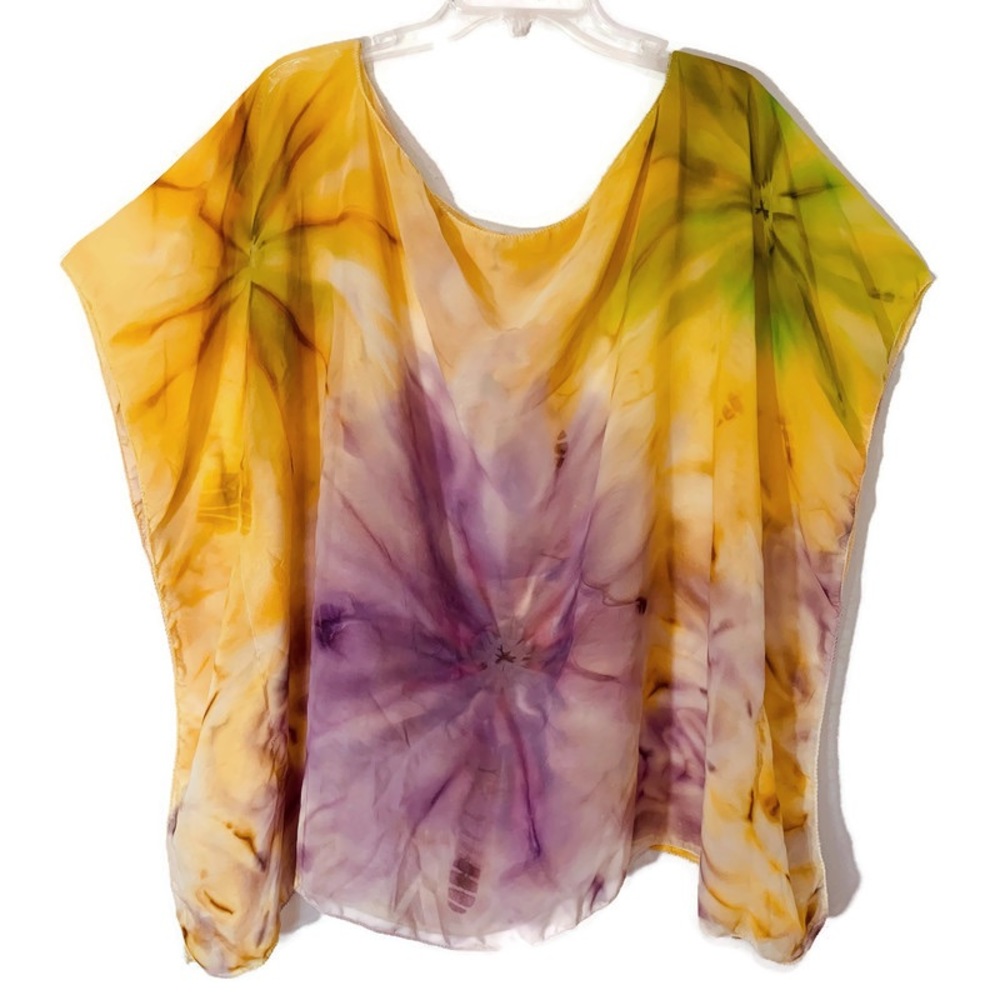 ☘️5 for $25☘️ Handmade Butterfly Tie Dye Yellow Violet Green Sheer Kafta…